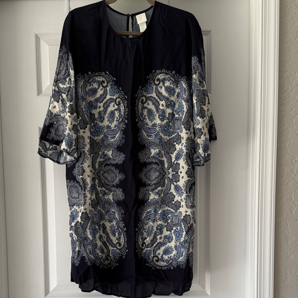 H&M Navy and White Patterned Dress